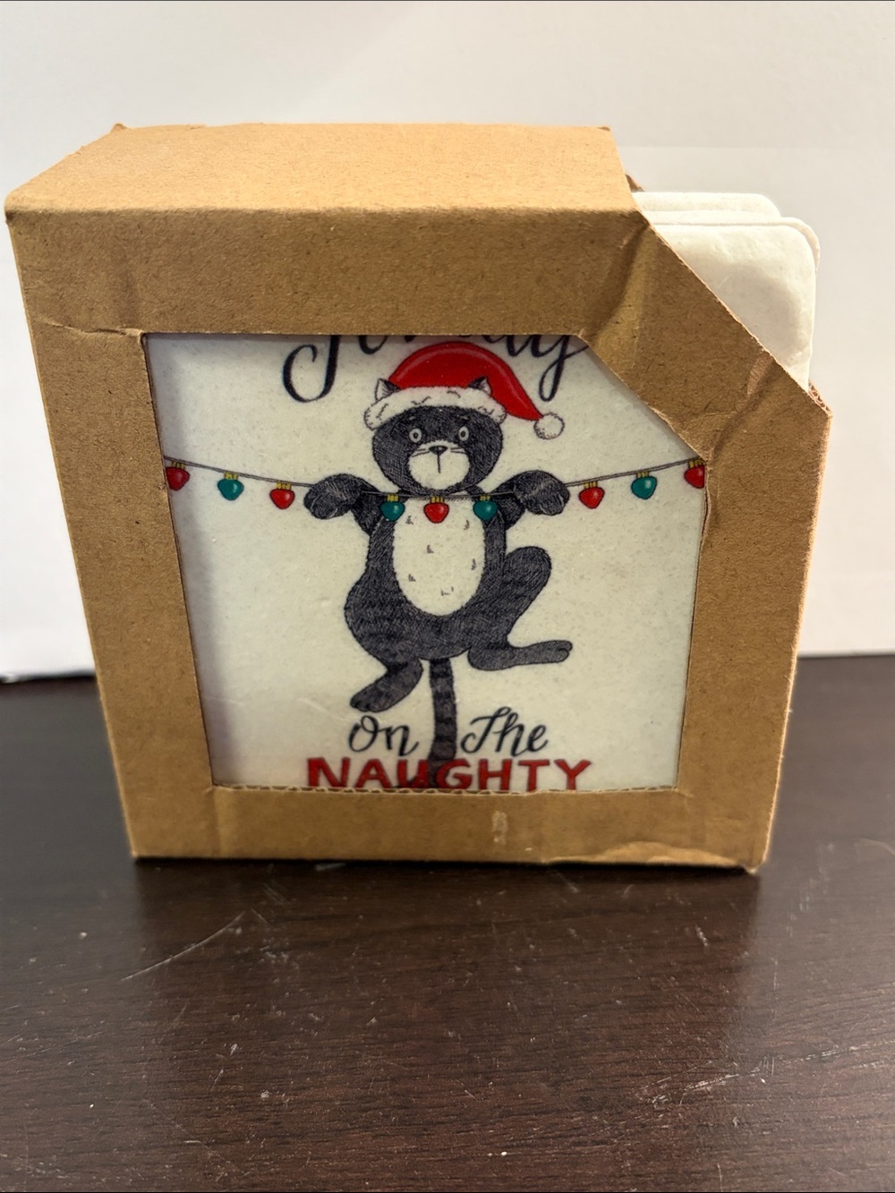 Holiday Bear Coaster Set - Red & Black Accent
